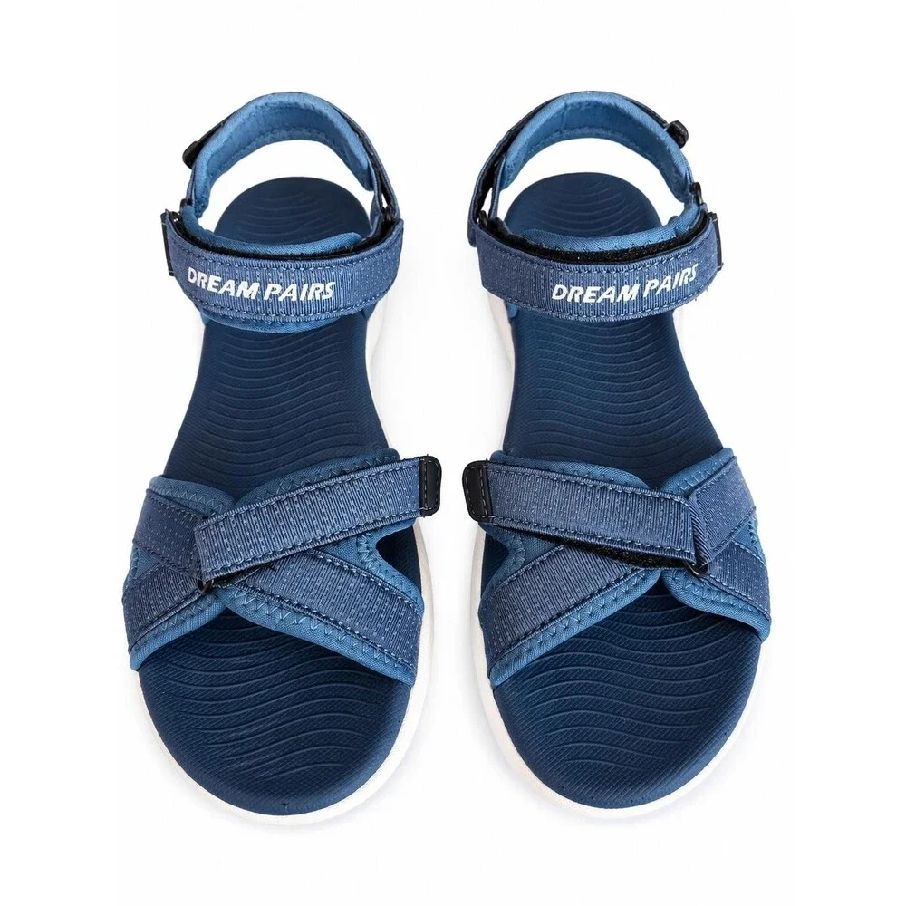 DREAM PAIRS Womrns Sport Sandals Blue Velkro Strap Cushioned Size 7.5
